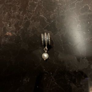 Authentic Pandora Beveled Pearl Dangle Retired Pandora Charm Sterling Silver